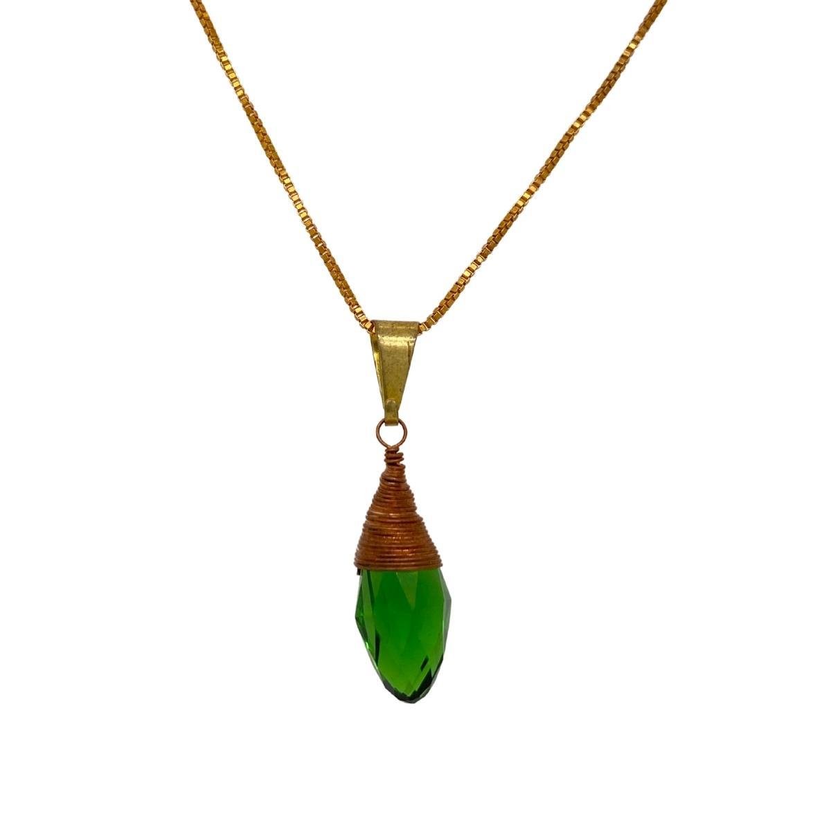 Colar com Pingente de Pedra Estilo Amuleto (sem banho) 