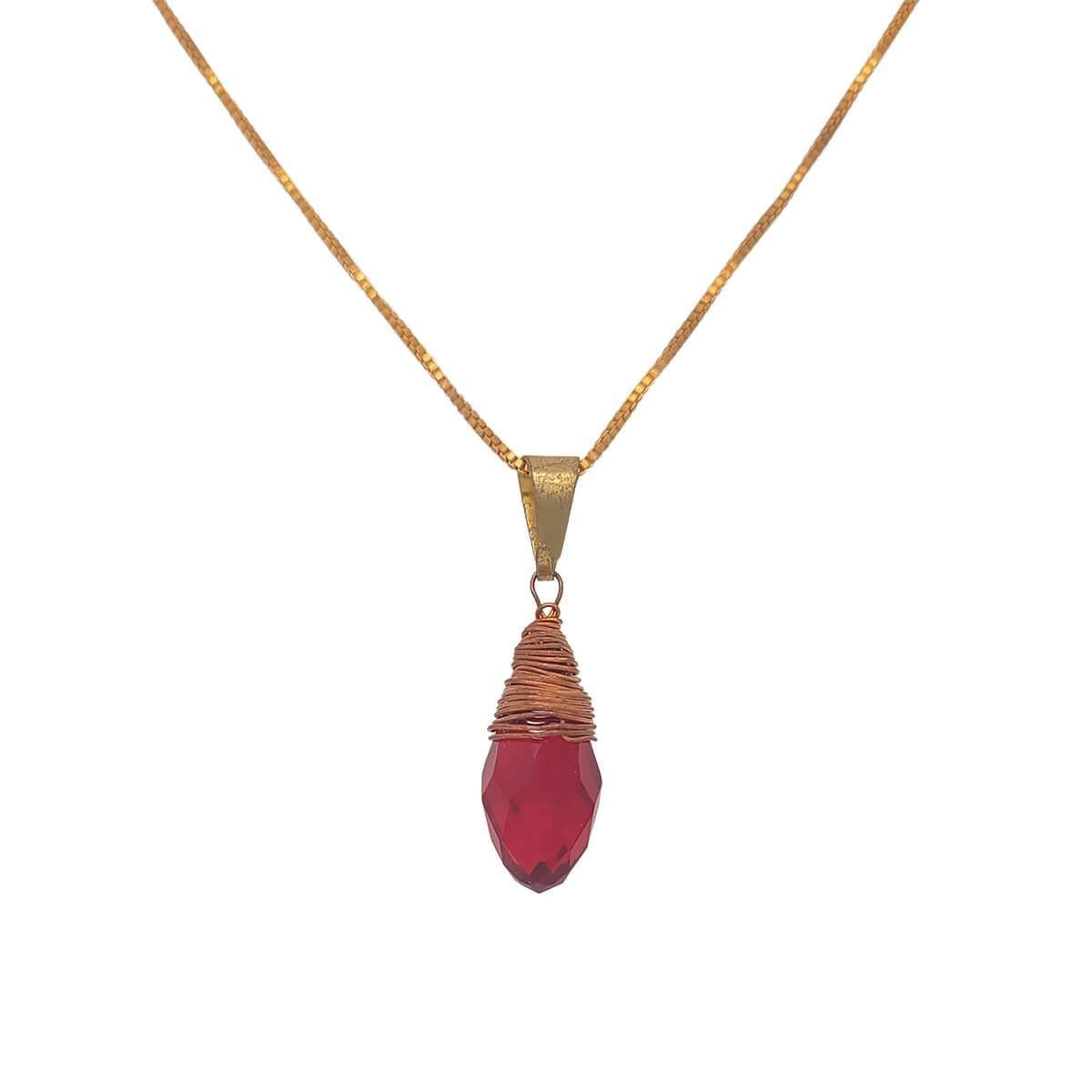 Colar com Pingente de Pedra Estilo Amuleto (sem banho) 