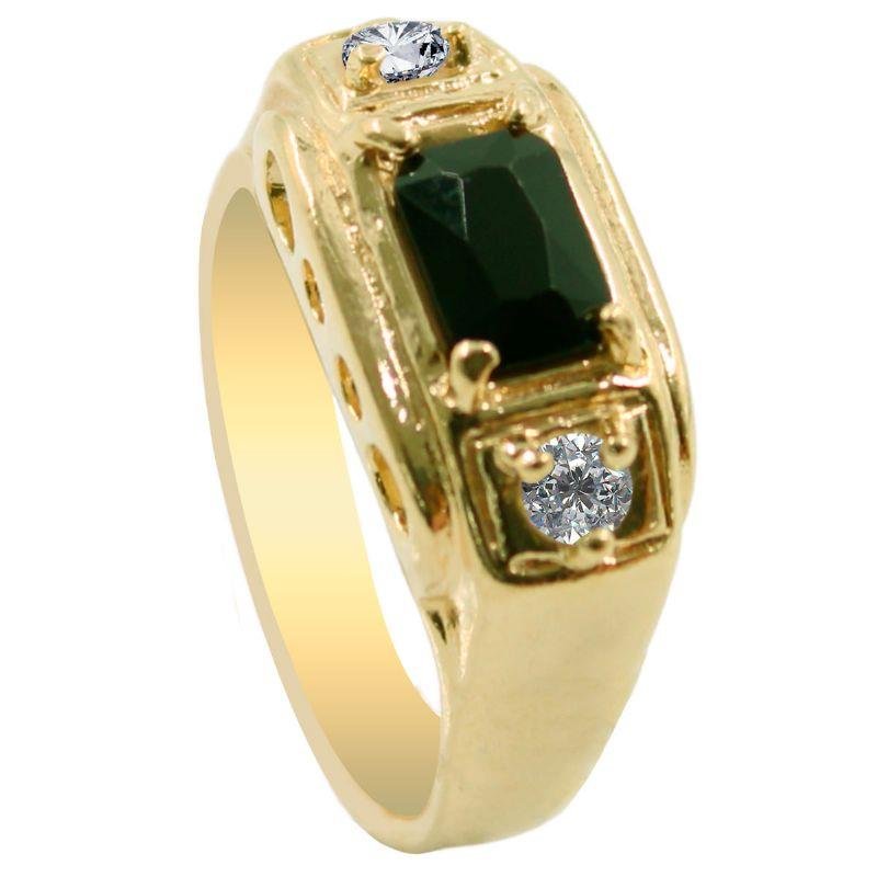 ANEL MASCULINO C/ UMA PEDRA CENTRAL E 2 ZIRCONIA 5