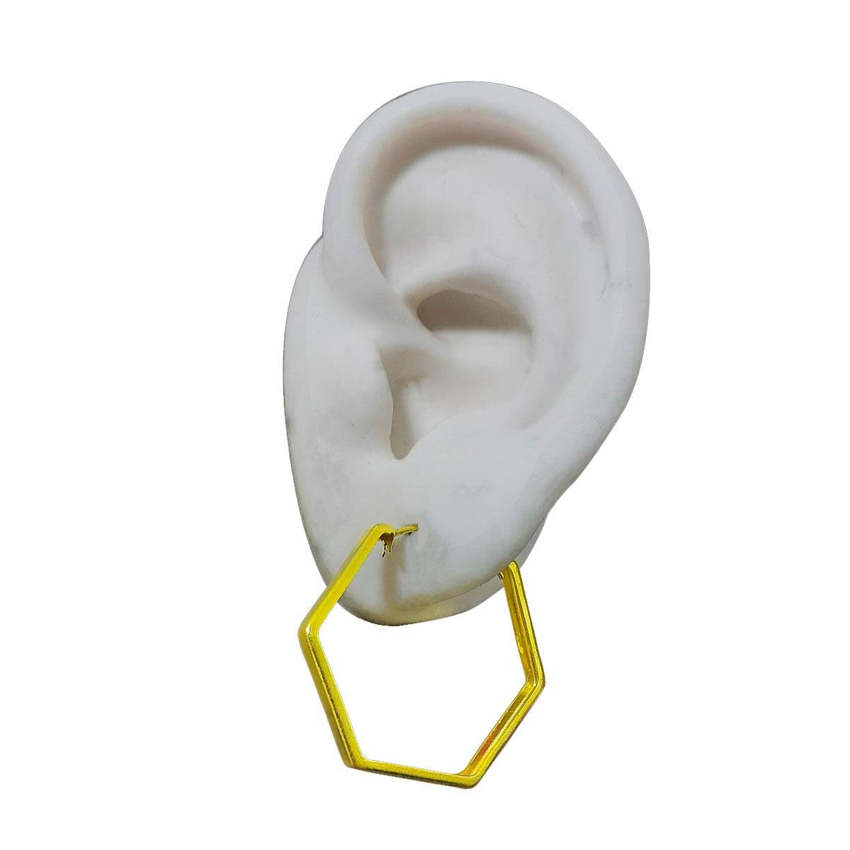 Brinco de Argola Hexágona (Sem Banho) 