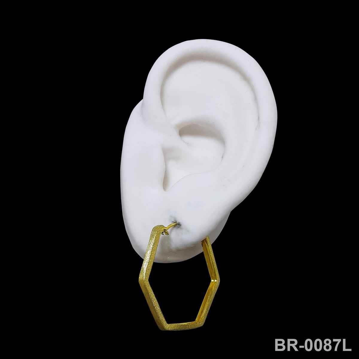 Brinco de Argola Lixada Pentagonal 3,3cm (Sem banho) 