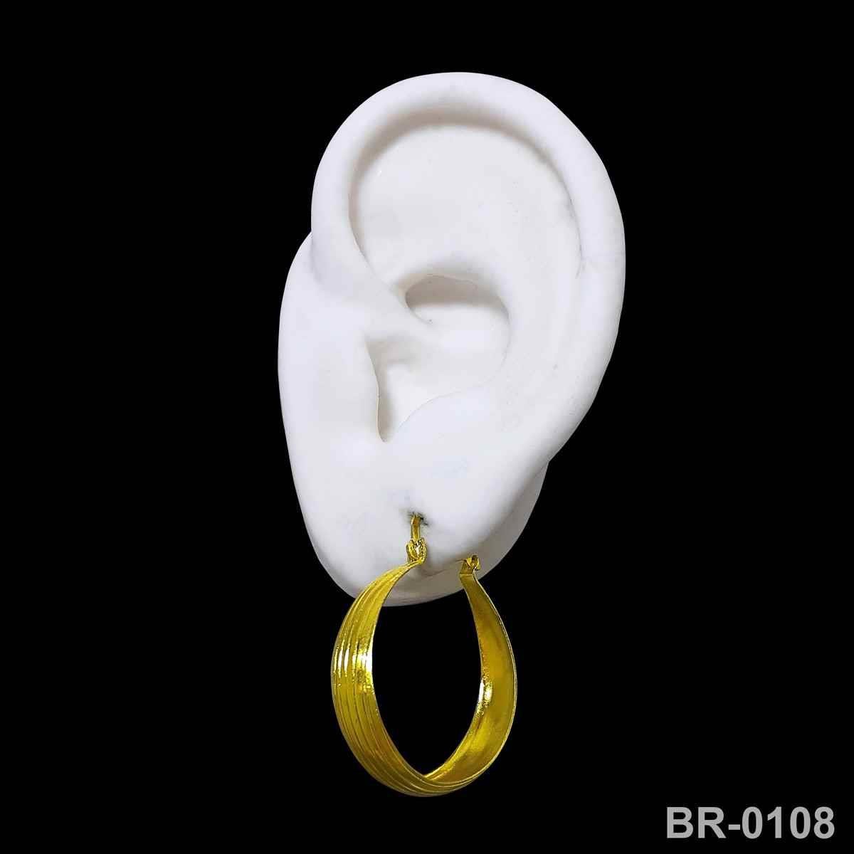 Brinco de Argola Riscada Com Gancho da Vovó 2,6cm (Sem banho) 