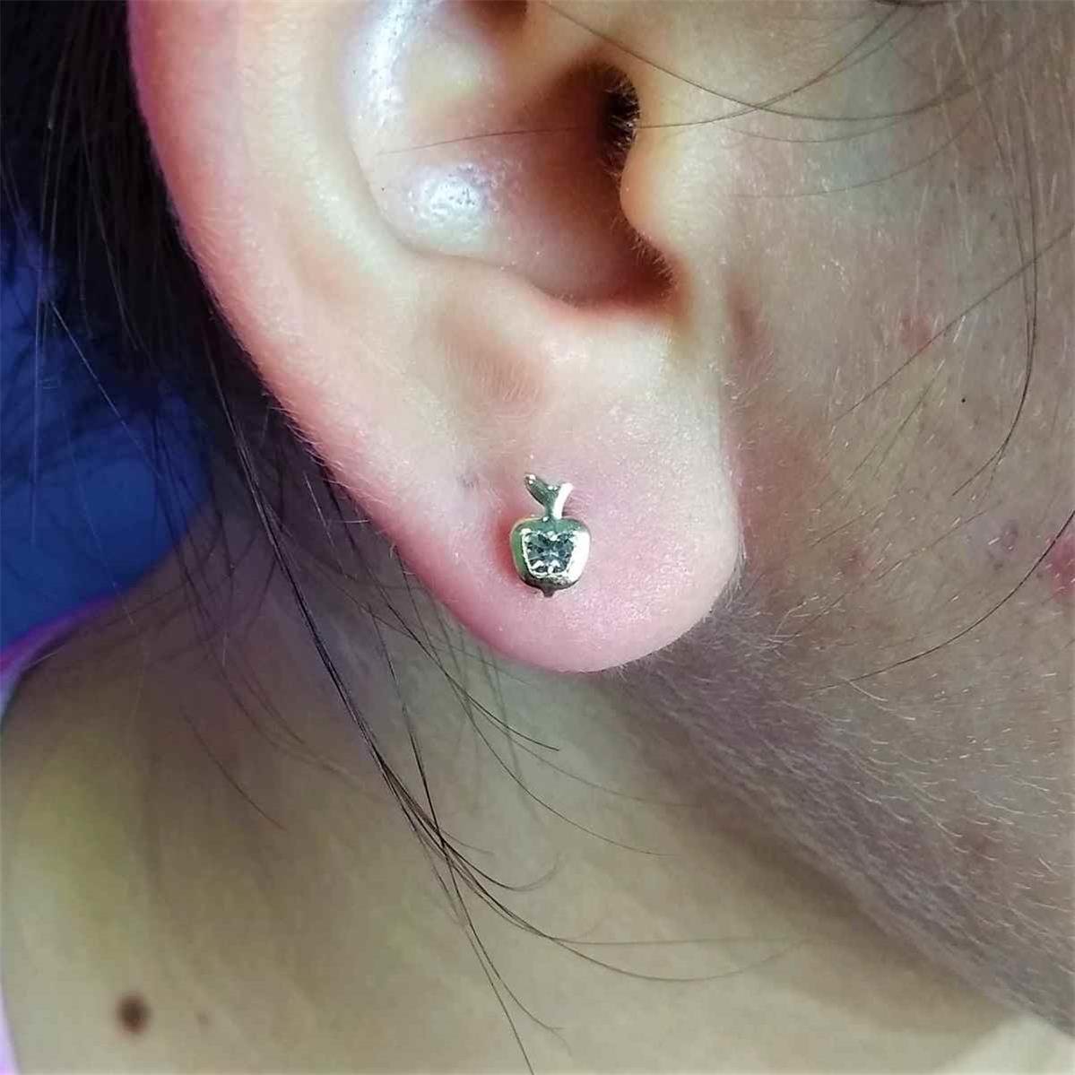 Brinco De Maçã Com Strass (Sem Banho) 