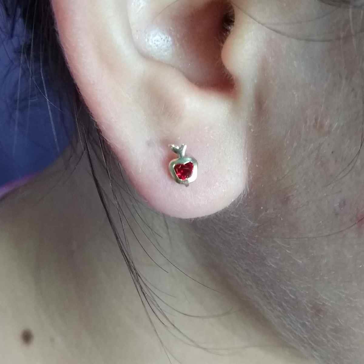 Brinco De Maçã Com Strass (Sem Banho) 