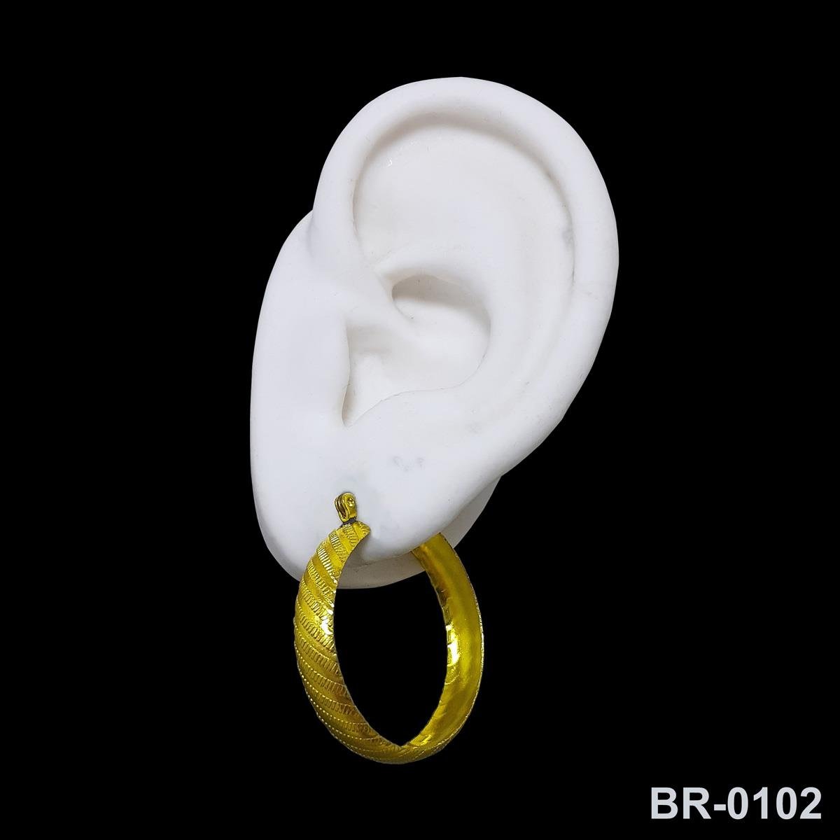 Brinco de Argola Riscada Com Gancho da Vovó 3,3cm 