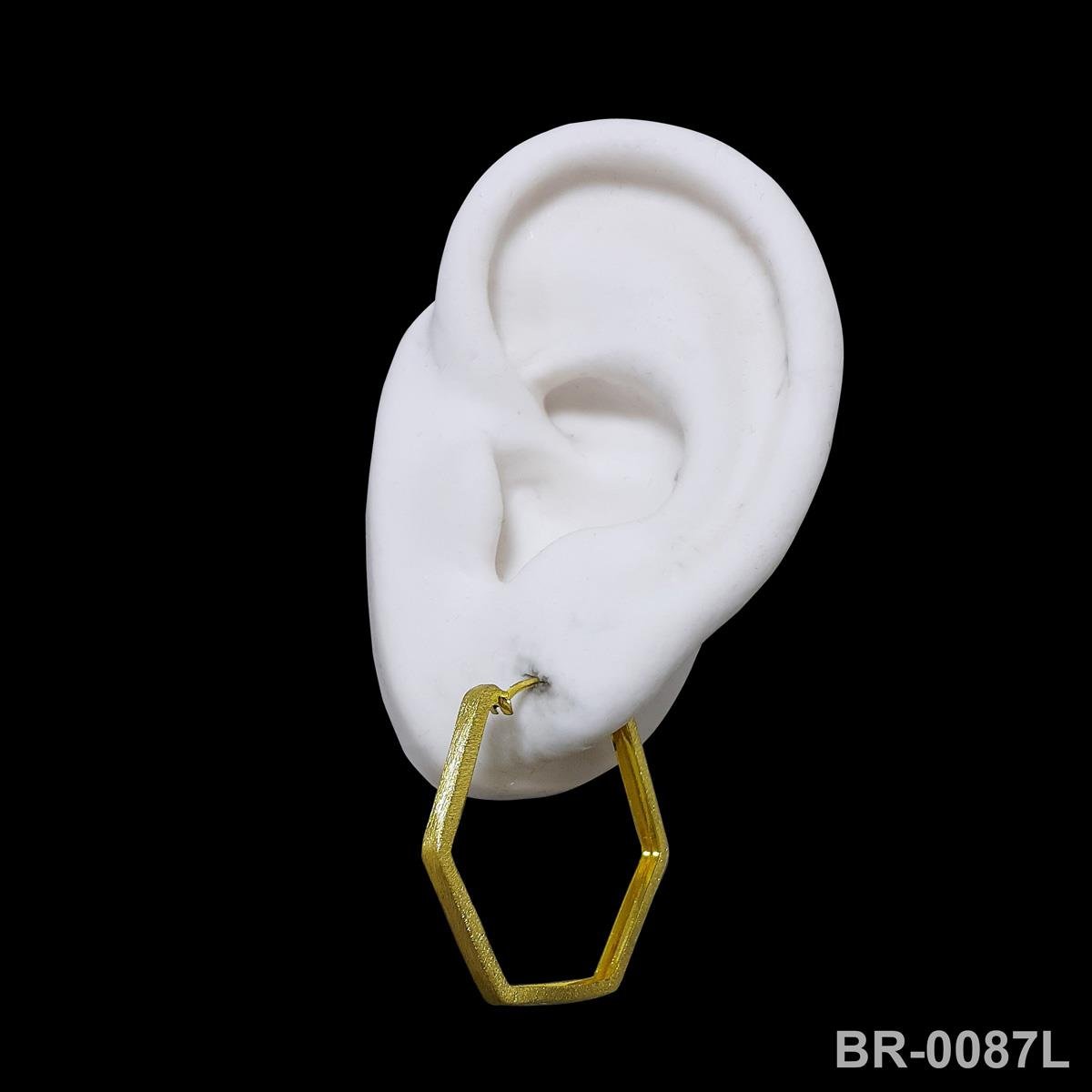 Brinco de Argola Lixada Pentagonal 3,3cm (Sem banho) 