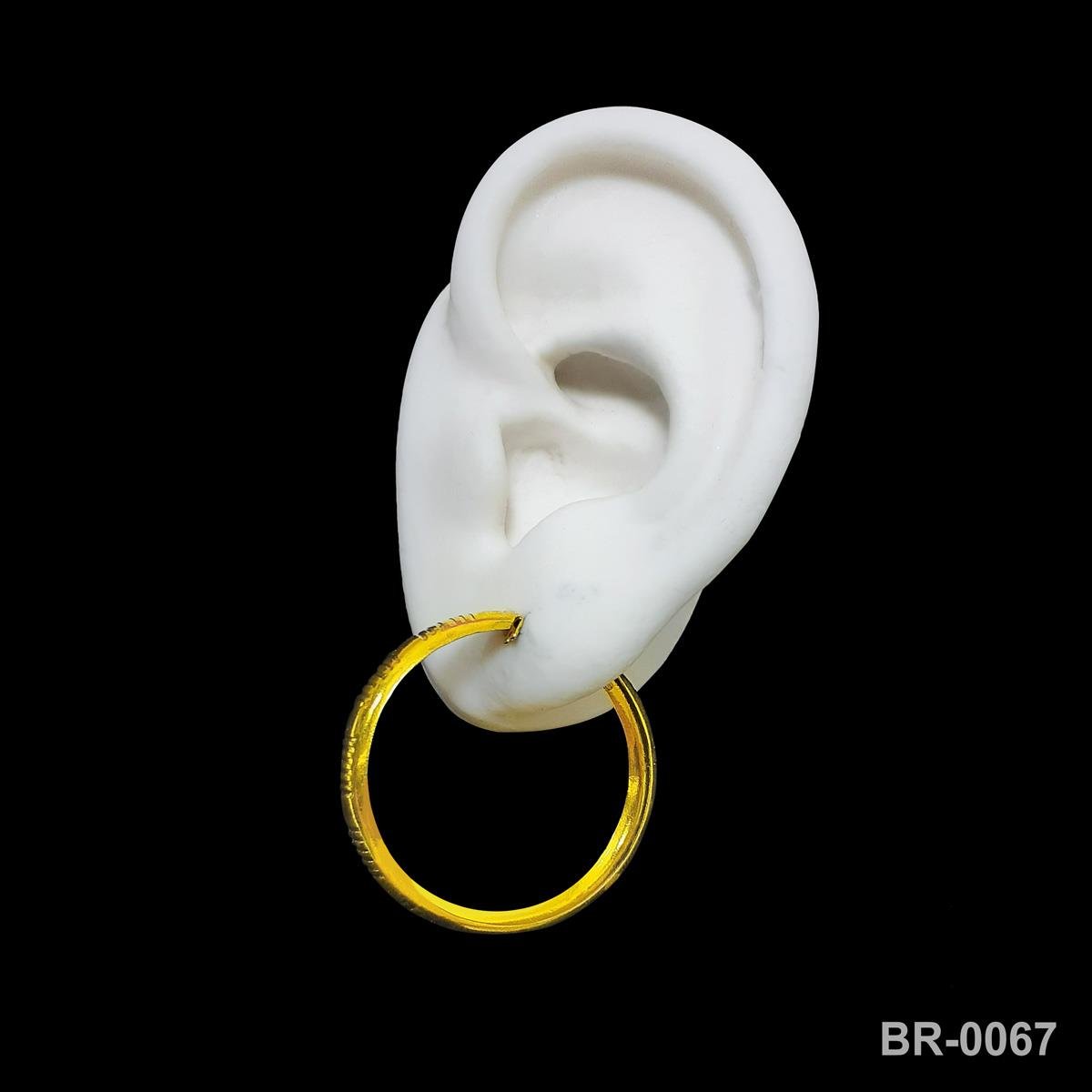 Brinco De Argola Larga Riscada 3,5Cm (Sem Banho)