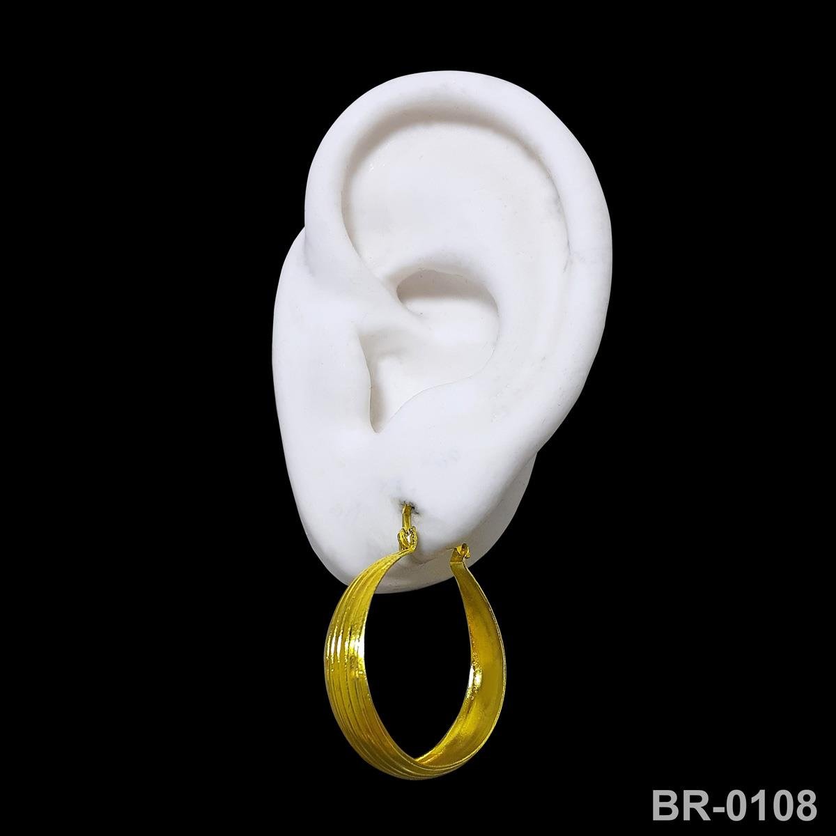 Brinco de Argola Riscada Com Gancho da Vovó 2,6cm (Sem banho) 