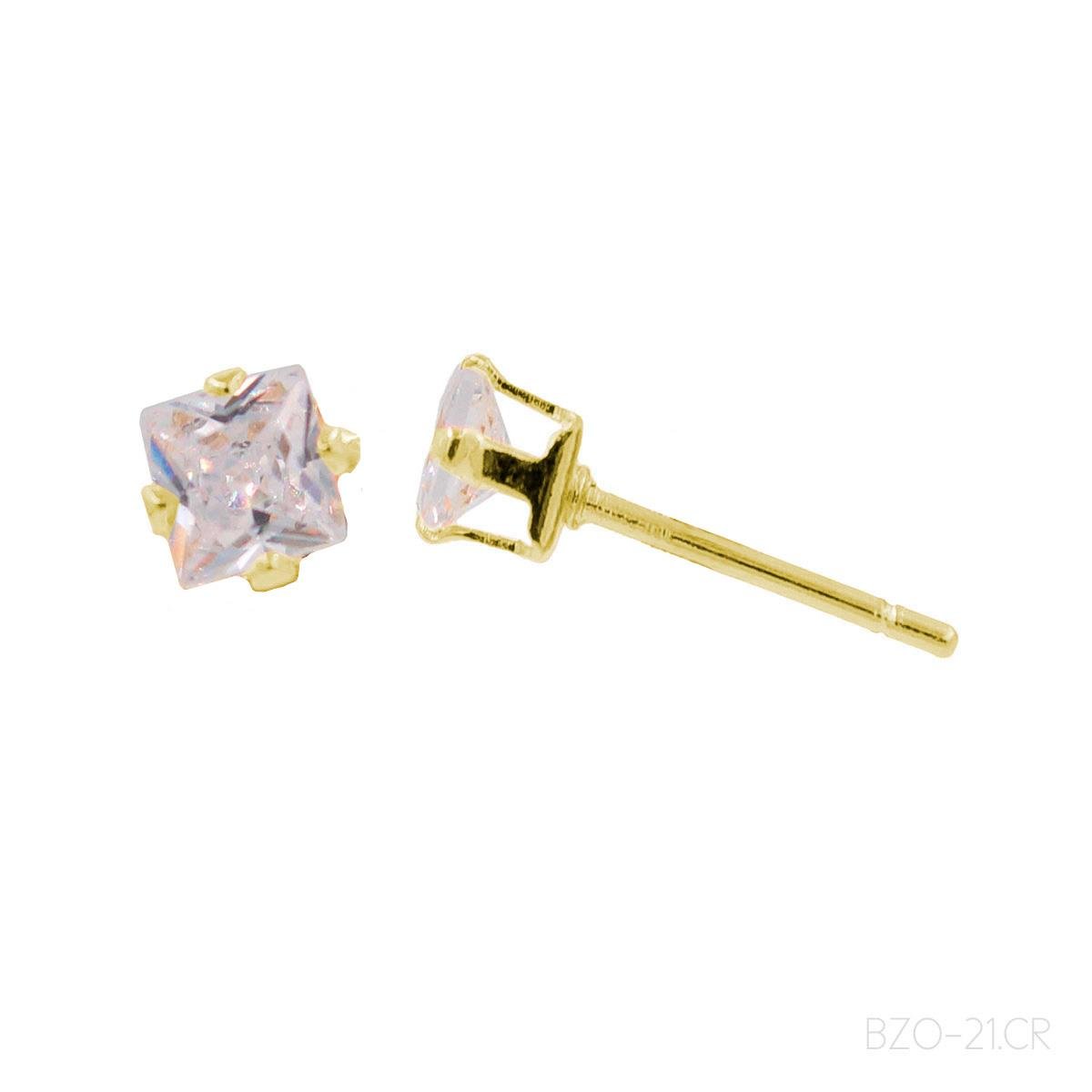 Brinco de Zircônia Quadrada (Sem Banho)