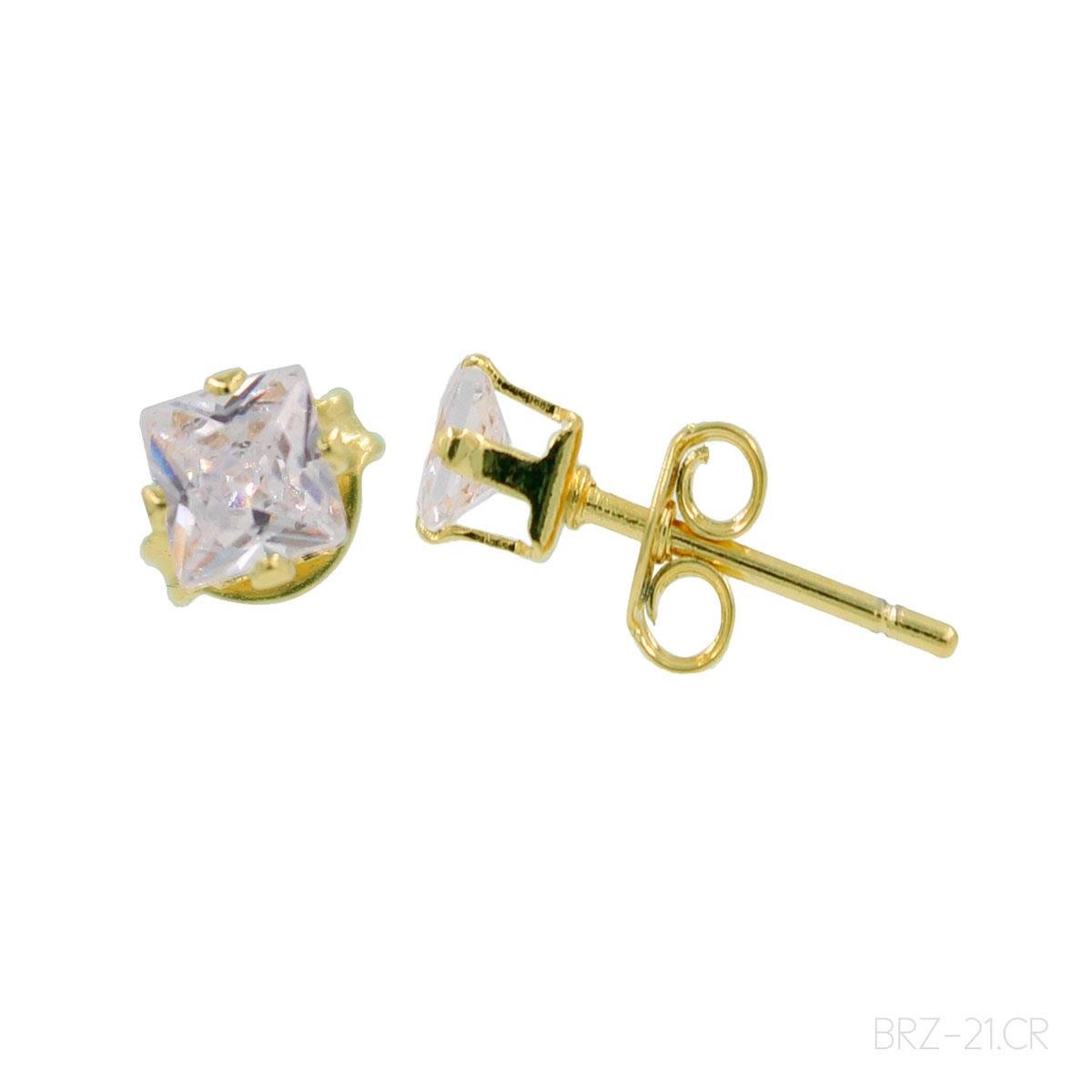 Brinco de Zircônia Quadrada (Sem Banho)