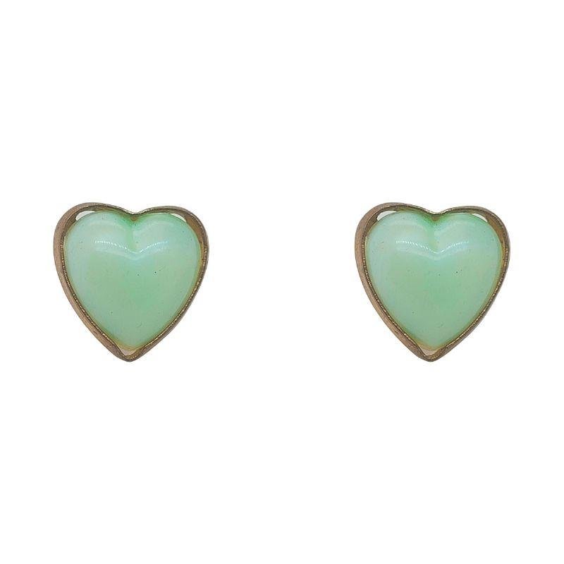 Brinco De Coração C/ Resina Perolado