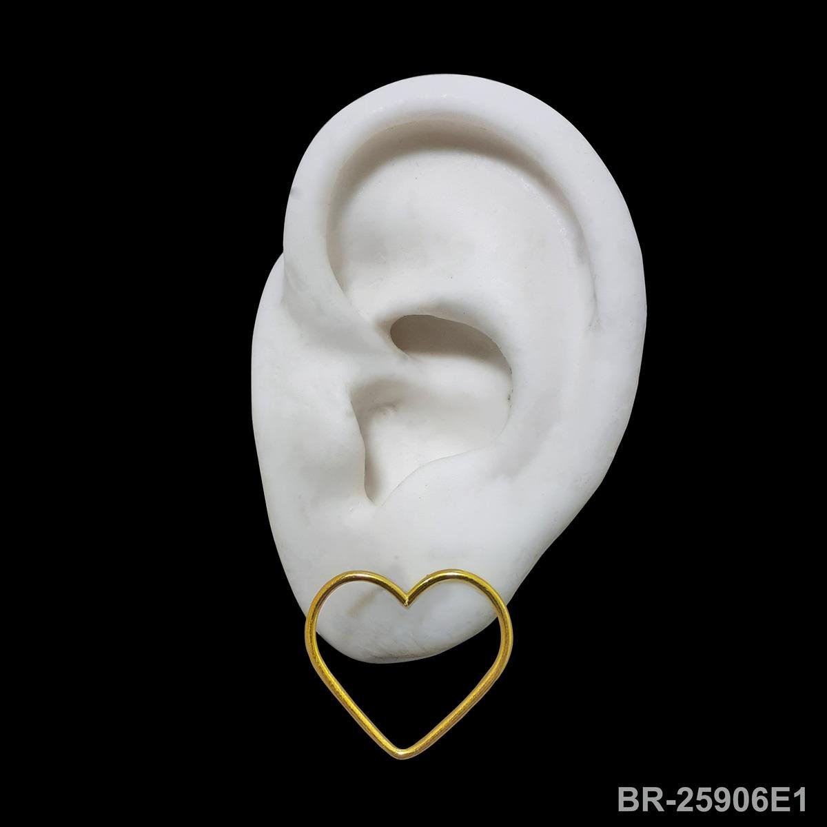 Brinco Coração Liso Vazado (sem banho) 