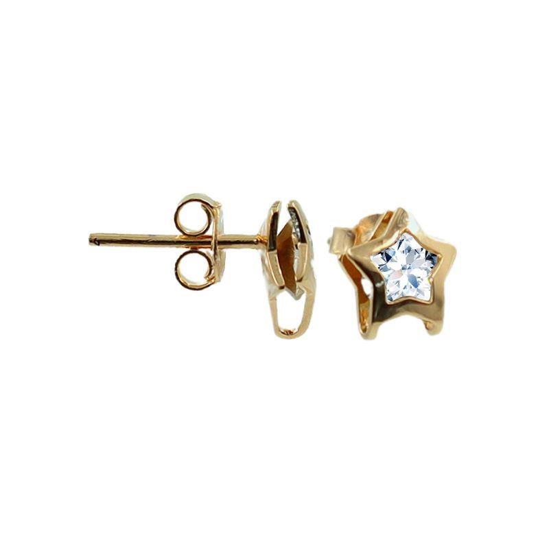 Brinco Estrela C/ Pedra Strass Dentro 0,800G Gr Ch