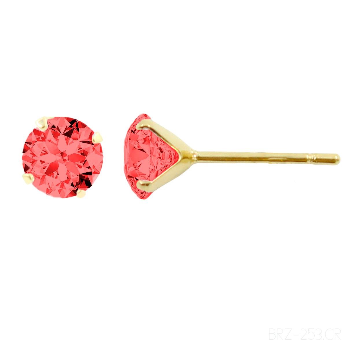 Brinco Solitário com Zircônia Ornamentado (Sem Banho)
