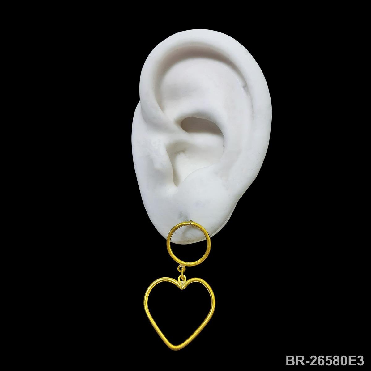 Brinco De Círculo Com Coração Vazado 3,5Cm (Sem Banho)