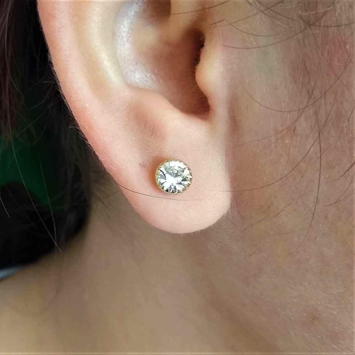 Brinco Solitário Pequeno com Strass (sem banho) 