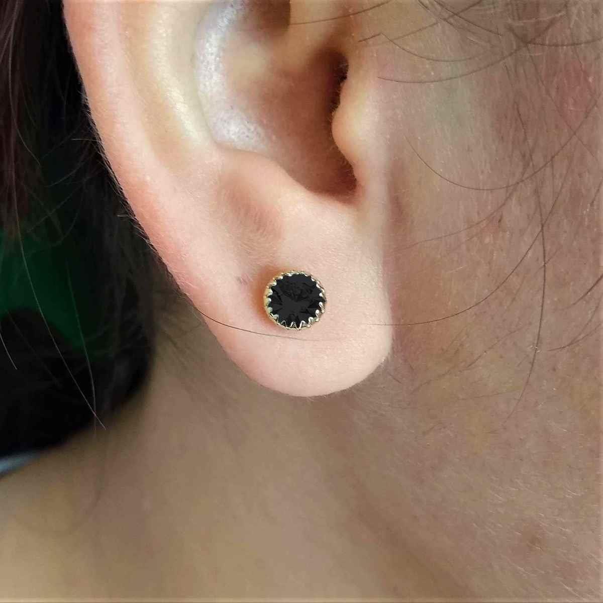 Brinco Solitário Pequeno com Strass (sem banho) 