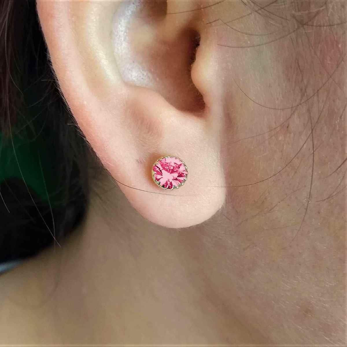 Brinco Solitário Pequeno com Strass (sem banho) 