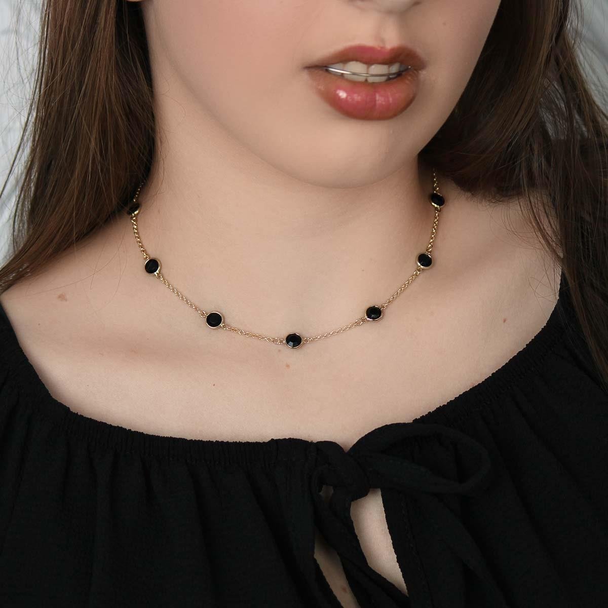 Choker com Pedras Swarovski 35cm (sem banho) 