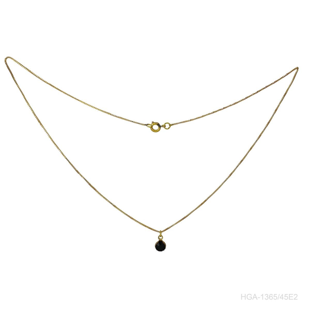 Colar Com Pingente de Pedra Preta 45cm (Sem banho) - 5 unidades