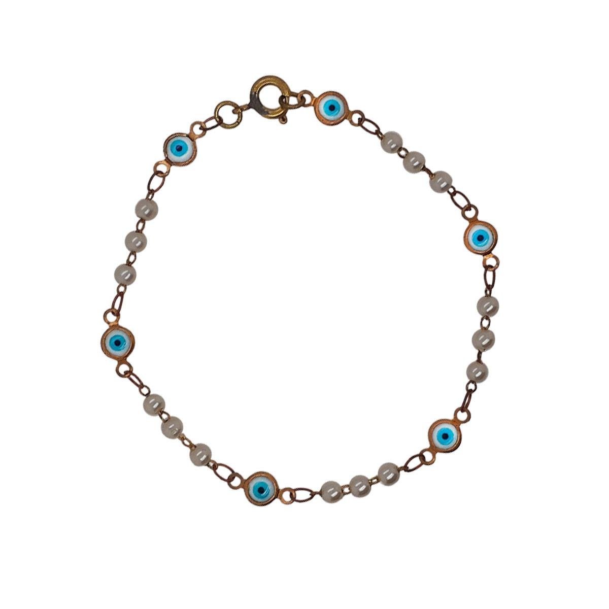 Pulseira de Pérolas e Olho Grego (sem banho) 