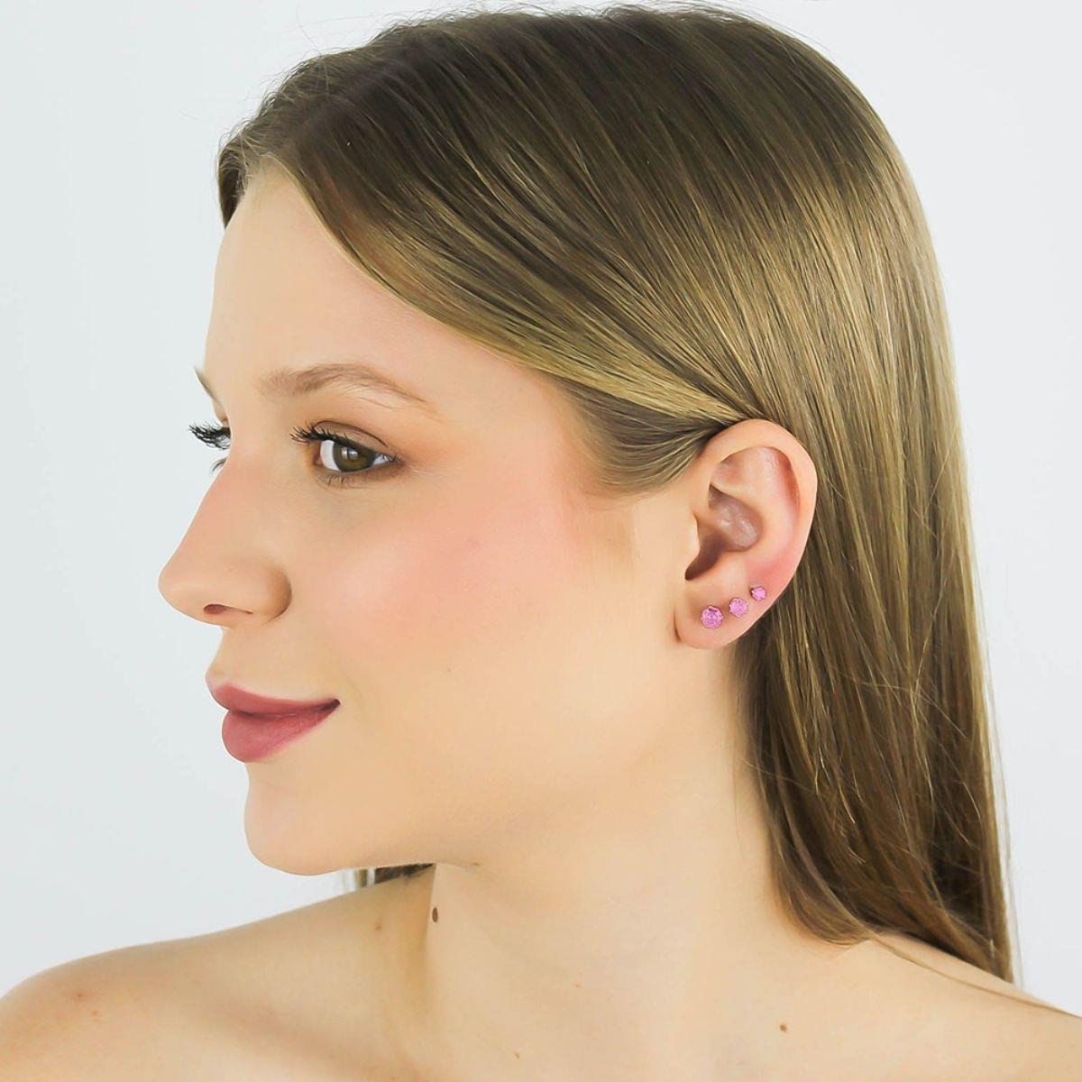 TRIO REDONDO VIDRO PINK
